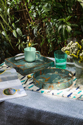 Alamkari India MDF Wood Bloomy- Gloomy Wooden Enamel Tray